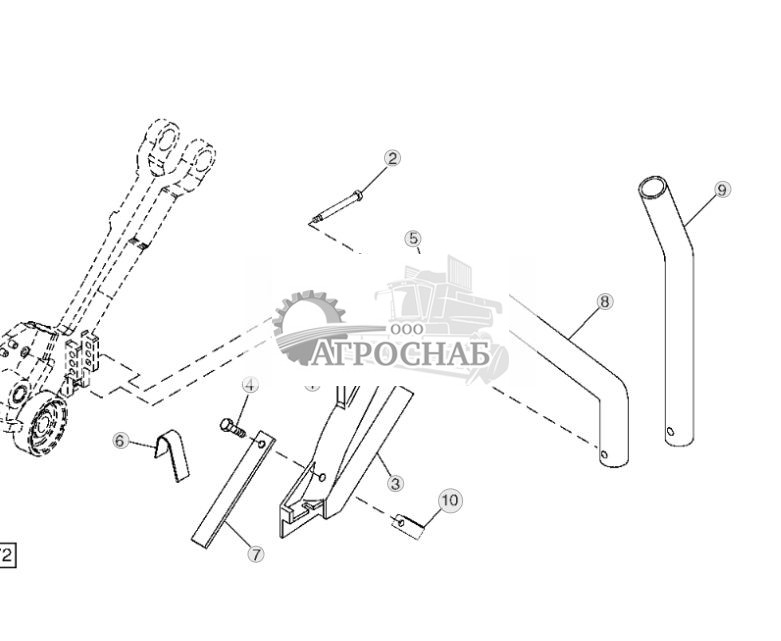 Семяпроводы сошника и сошник устройства внесения удобрений с кожухом, показана правая сторона - ST518967 172.jpg